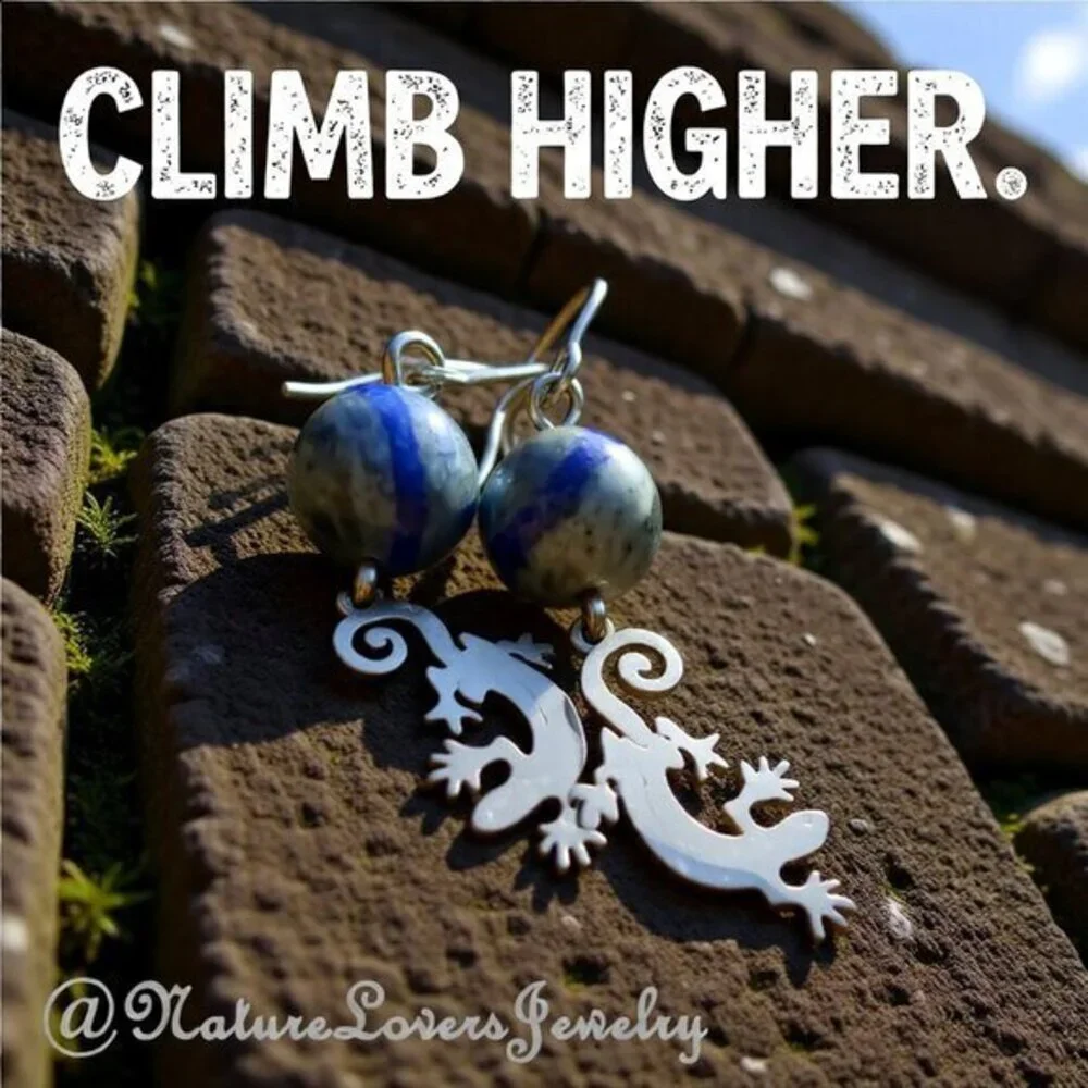 Lapis Lazuli Reptile Earrings | Nature Lover Gift | Reptile Gecko Charm Jewelry